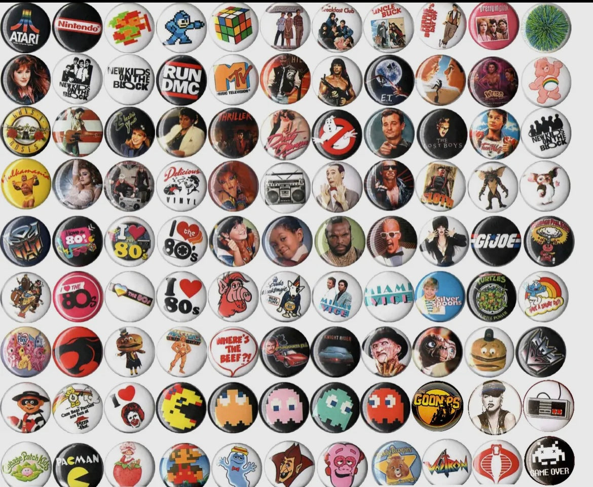 Buttons - 4@ Retro 80s Memories - Assorted #103994