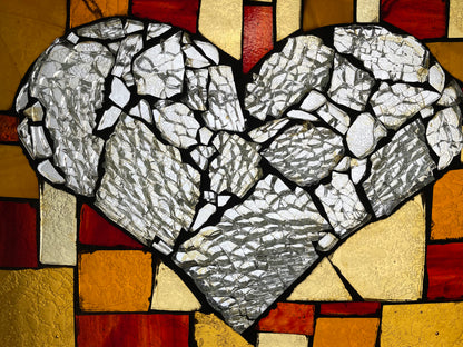 Stained Glass Crackled Heart