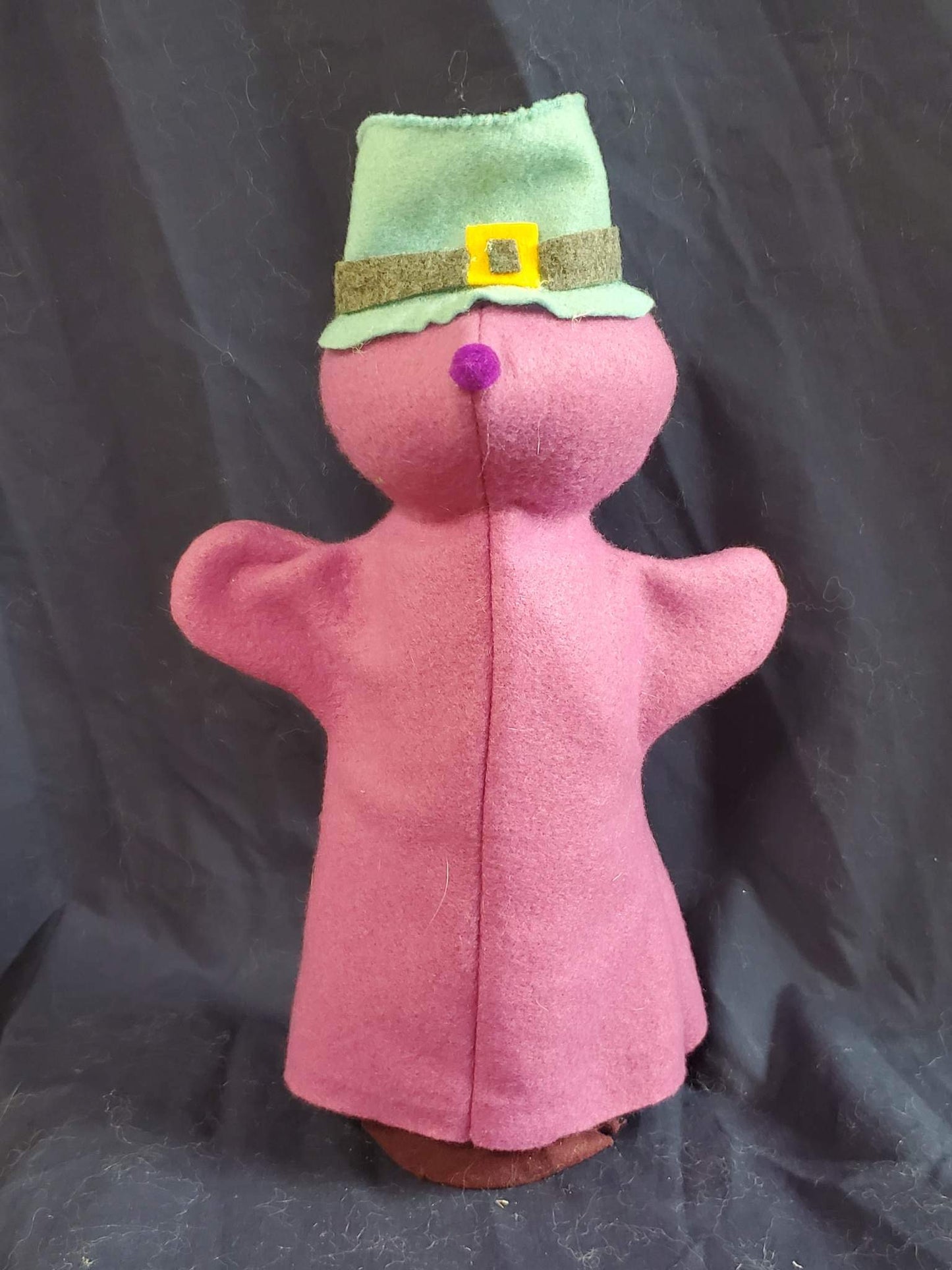 Hand Puppet Pink w/ Green Hat